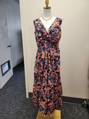 French Connection Sleeveless V-Neck Floral Maxi Dress in Multi-Color